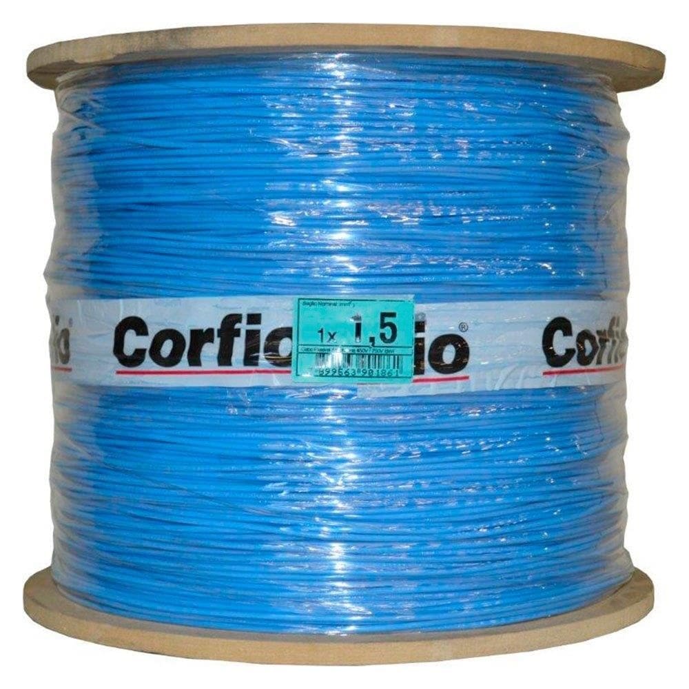 Cabo Flexível Corfio 1,5mmx1400m Bobina 750V Azul