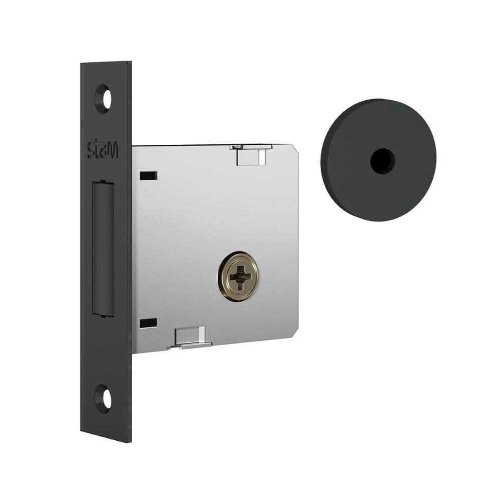 Trava de Segurança Stam 1004 Roseta Redonda Preto Fosco