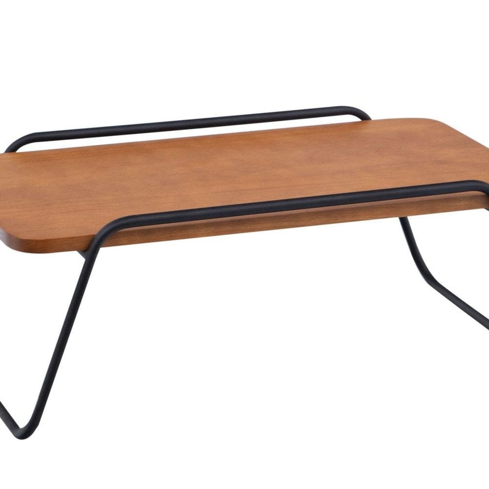 Mesa Centro Sala Letti Estilo Industrial Decorativa Metal Madeira Preto/Nozes