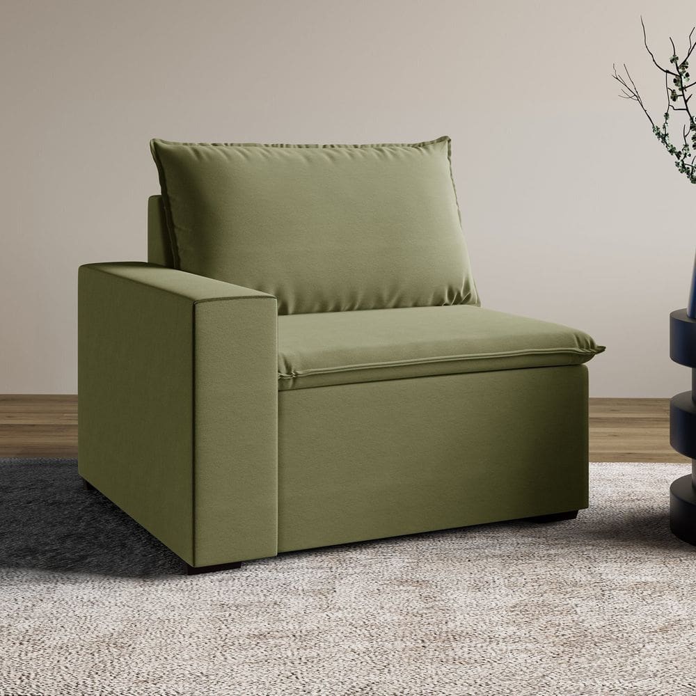Sofá Modular com Braço Esquedo 105cm Zen Cabecasa Madeiramadeira Verde Salvia