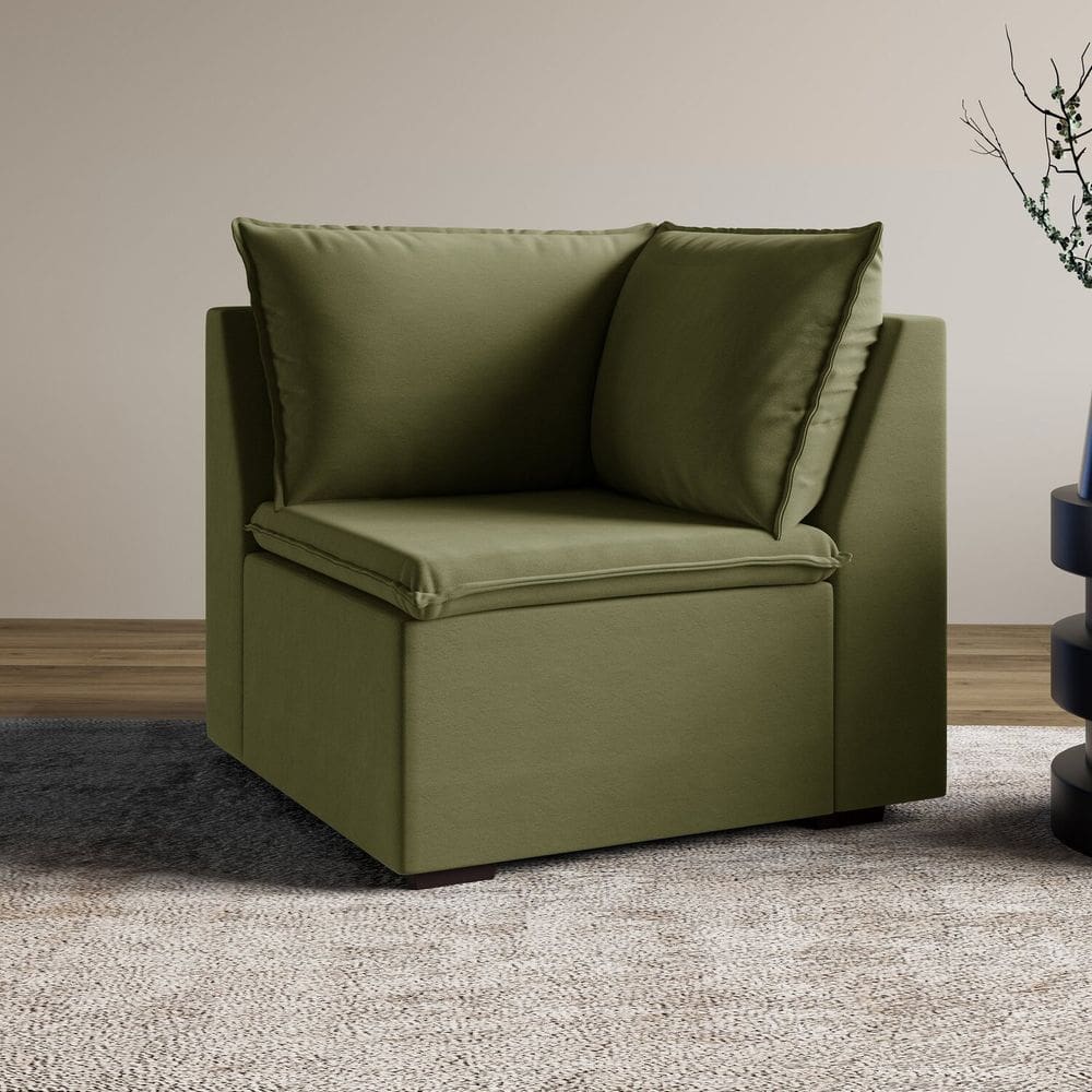 Sofá Modular de Canto 90cm Zen Cabecasa Madeiramadeira Verde Salvia