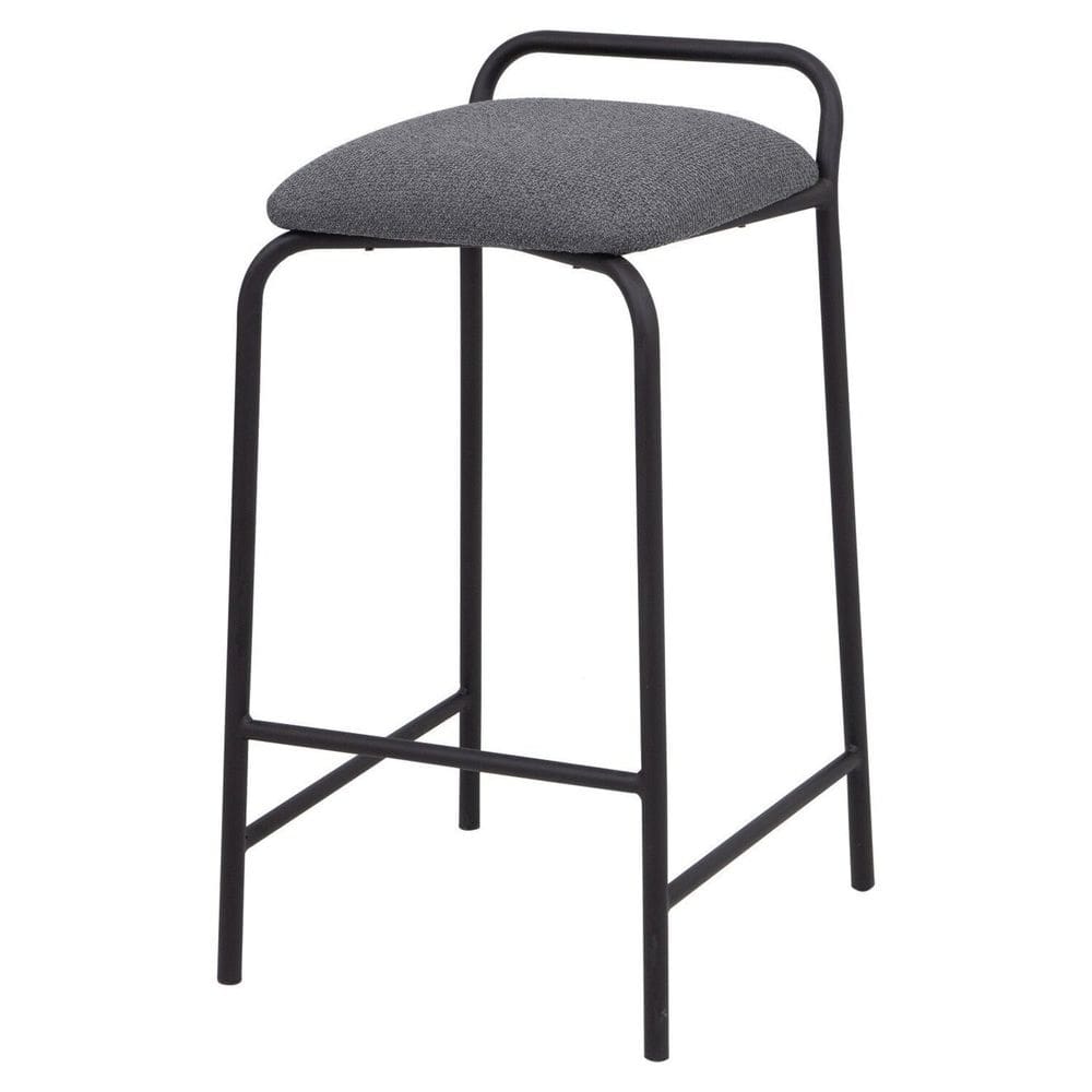 Banqueta Industrial Linx Média com Assento Estofado Preto/Grafite