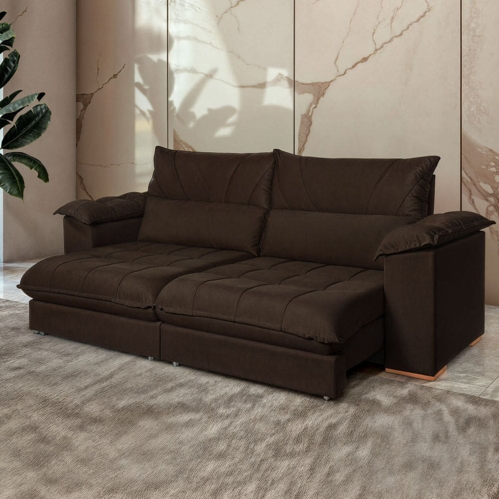 Sofá Retrátil e Reclinável 3 Lugares 230cm Italia Marrom