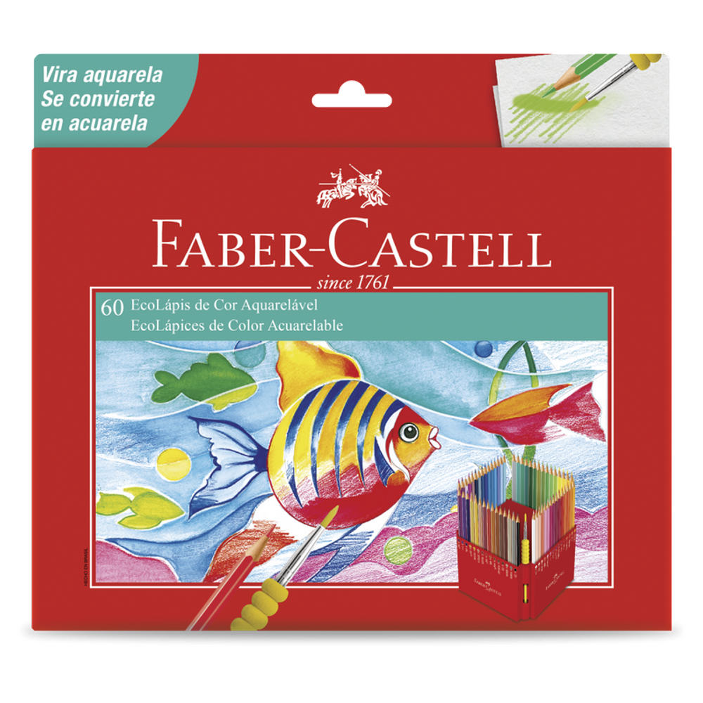 Ecolápis De Cor Faber Castell Aquarelável Estojo 60 Cores