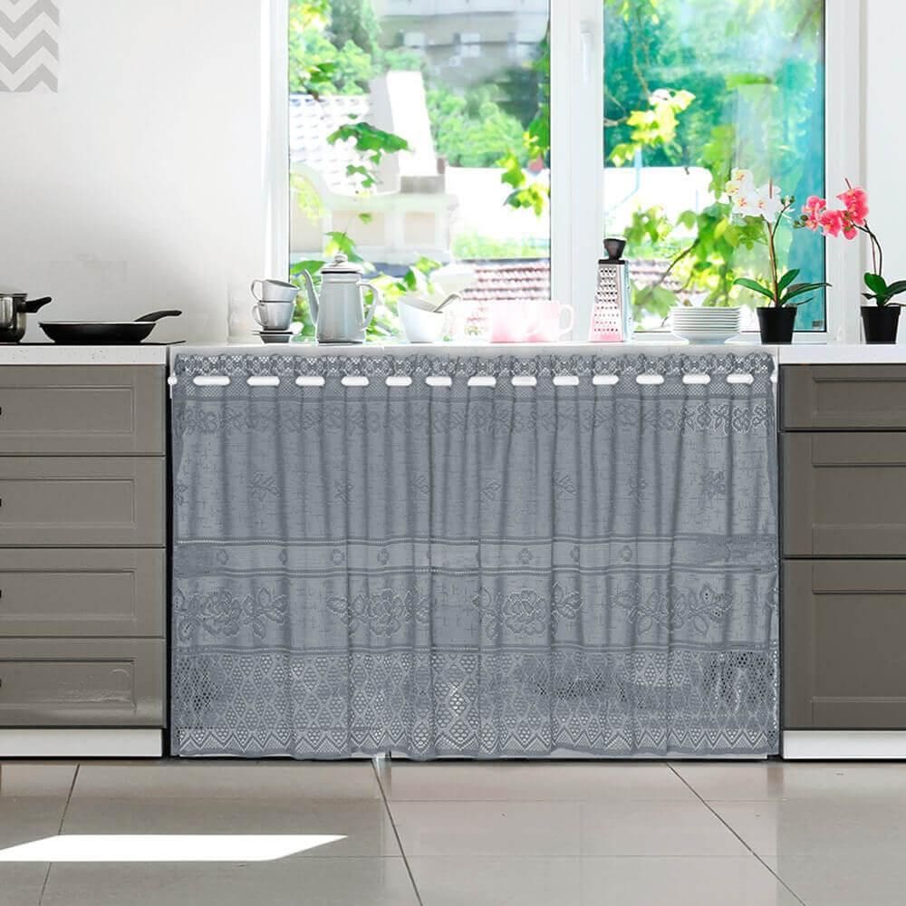 Cortina Para Vitrô De Renda Color - Interlar Pistache