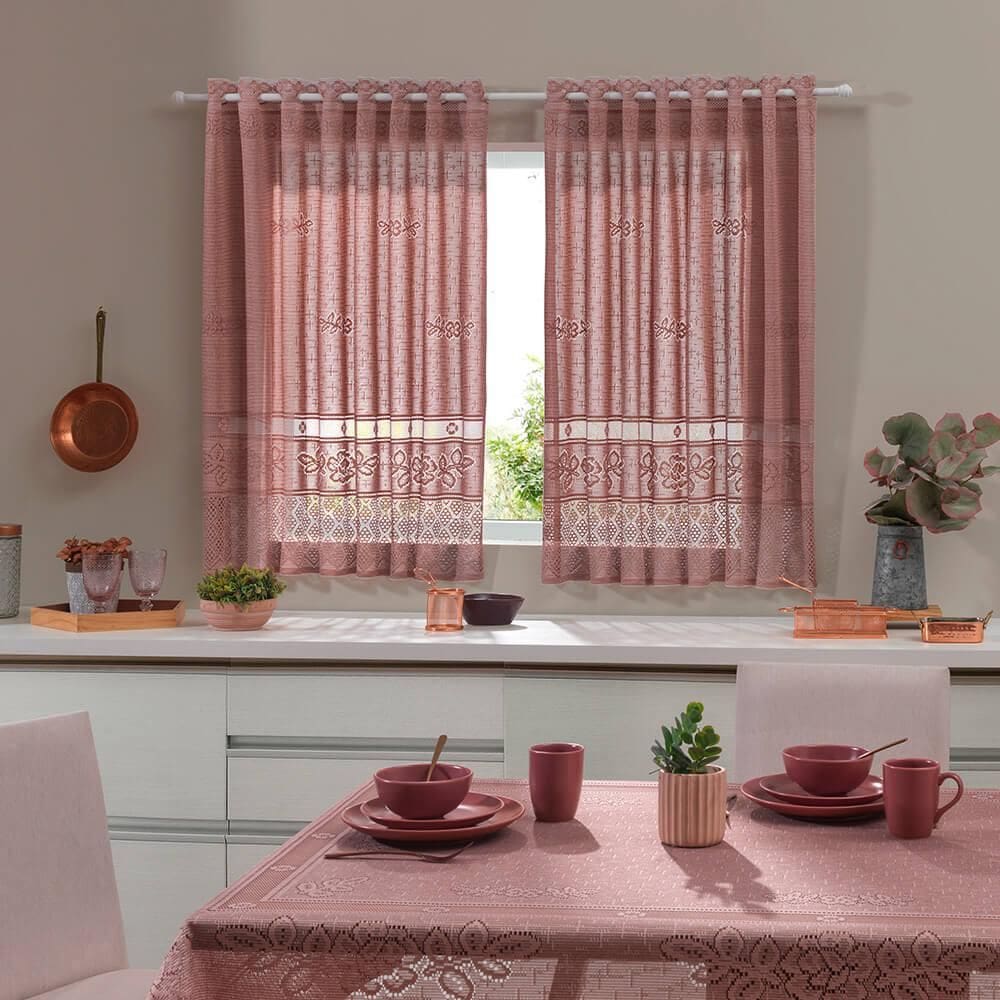 Cortina De Renda Para Cozinha Color - Interlar Rose
