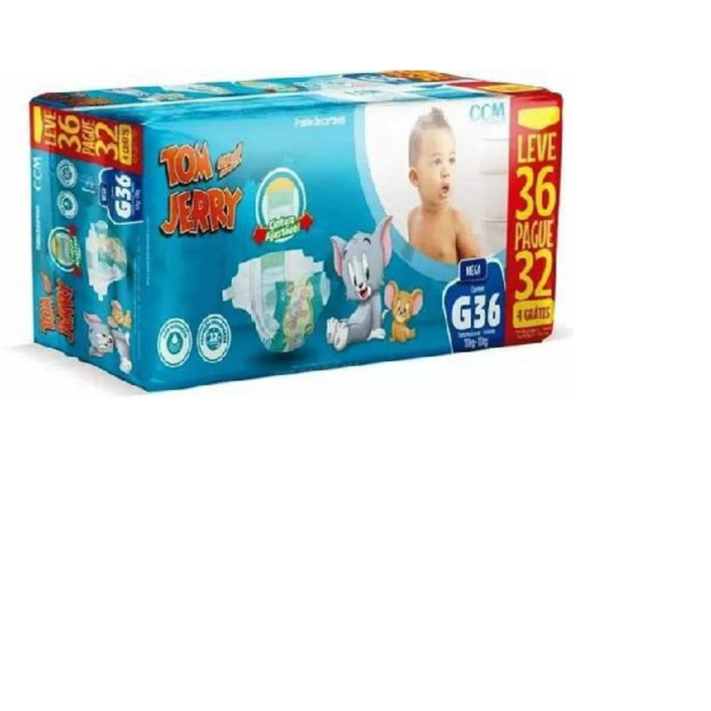 Fralda Descartável Infantil Tom & Jerry Mega G 36 Unidades