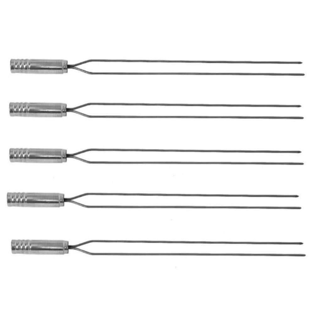 Espeto Duplo Para Churrasco De Inox - Kit C/5 Espetos