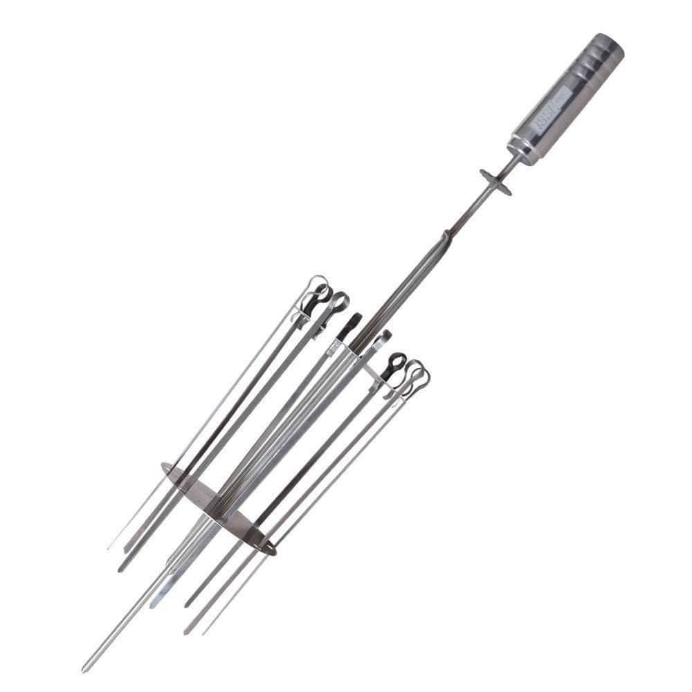 Espeto Giratório Carrossel Com 8 Espetinho Em Inox Issi Gril