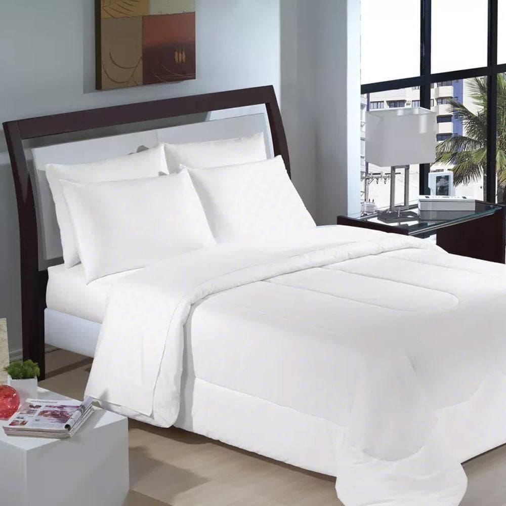 Jogo De Cama Casal 3 Peças 180 Fios Algodão Linea Branco