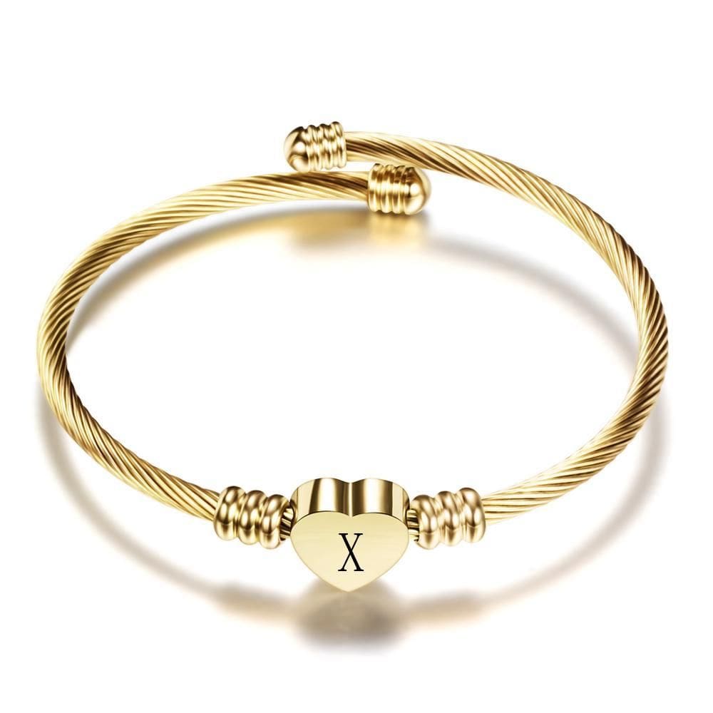 Pulseira Dourada Coração Letra X Delicada G6932