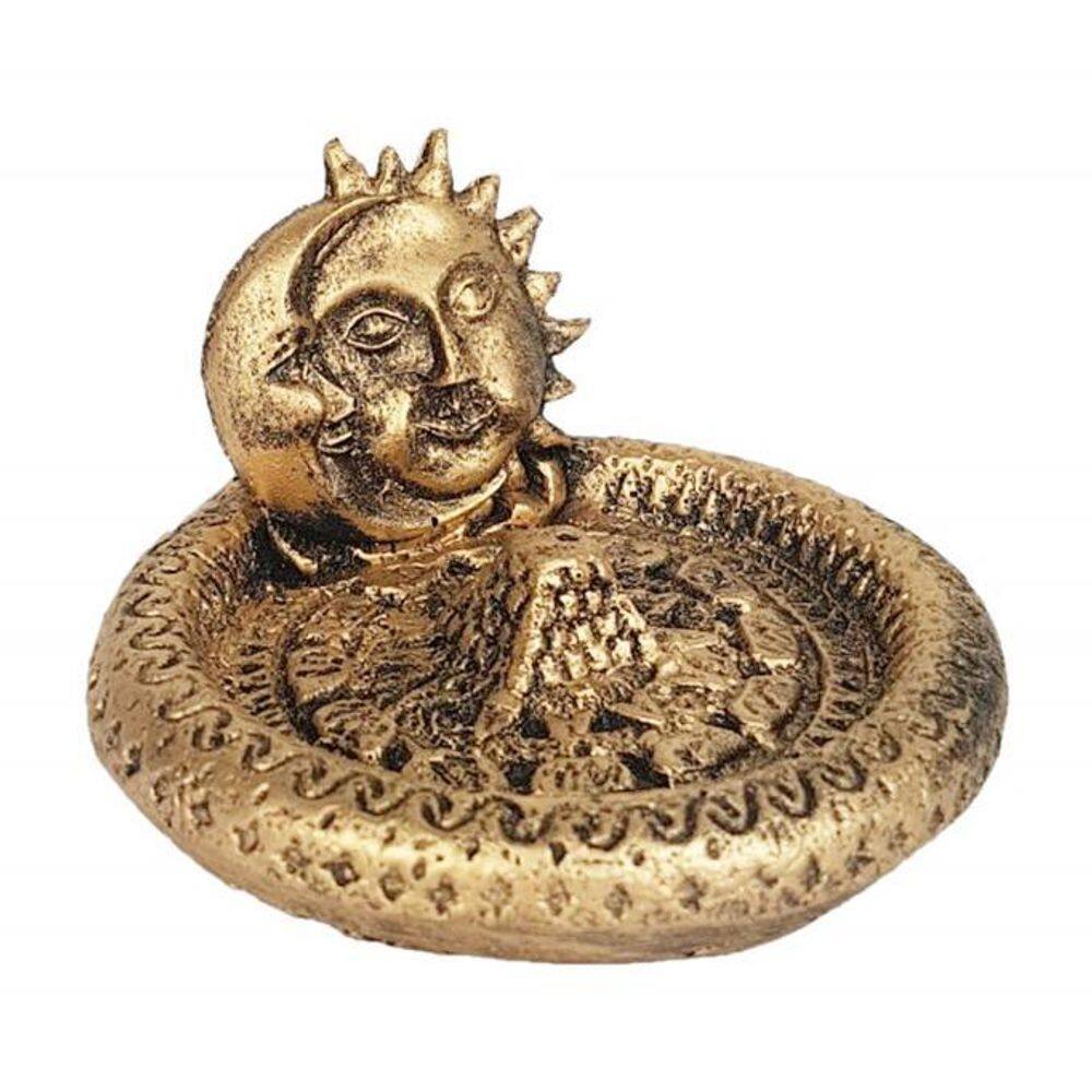 Incensário Porta Incenso Pratinho Miniatura Sol E Lua