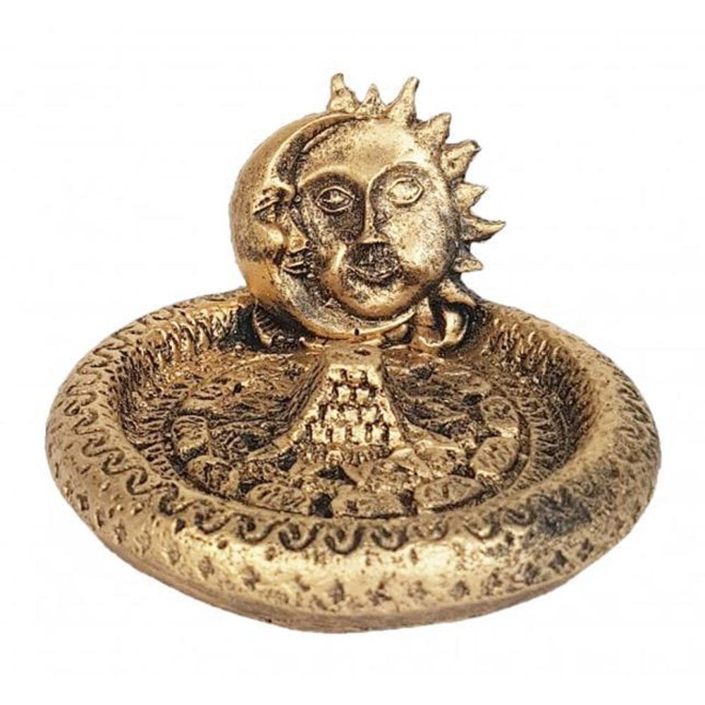 Incensário Porta Incenso Pratinho Miniatura Sol E Lua