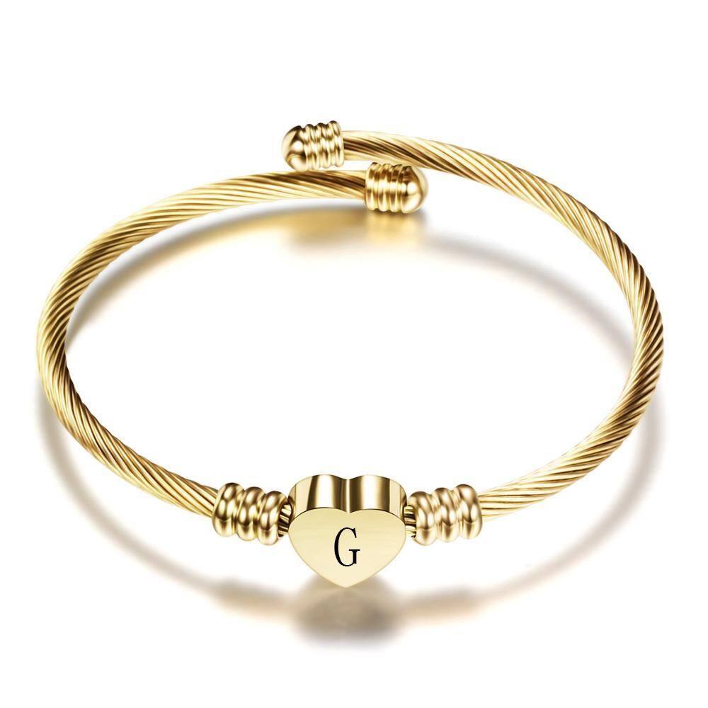 Pulseira Dourada Coração Letra G Delicada G6932