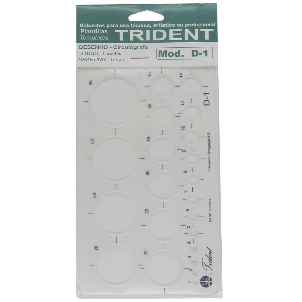 Gabarito Para Desenho Trident Circulógrafo Milímetros D-1