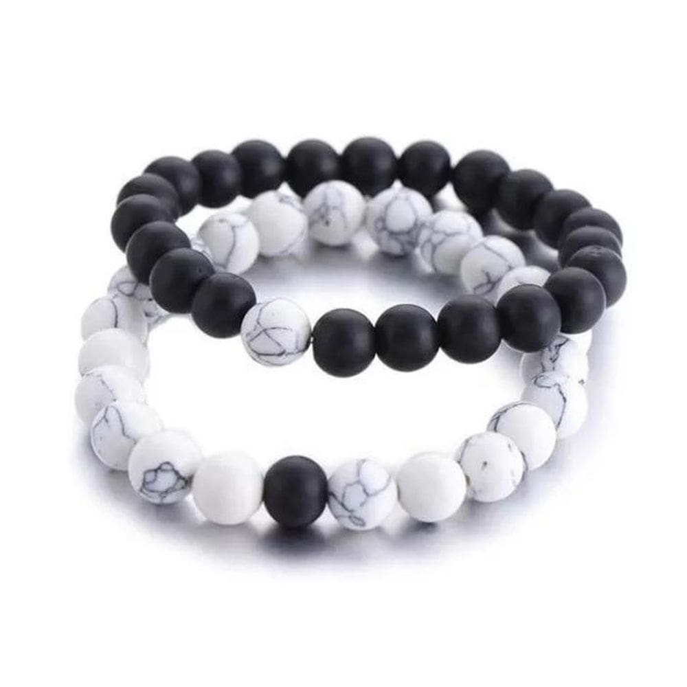 Pulseira Branca Preta Par Namorado Amigo Unissex P6109