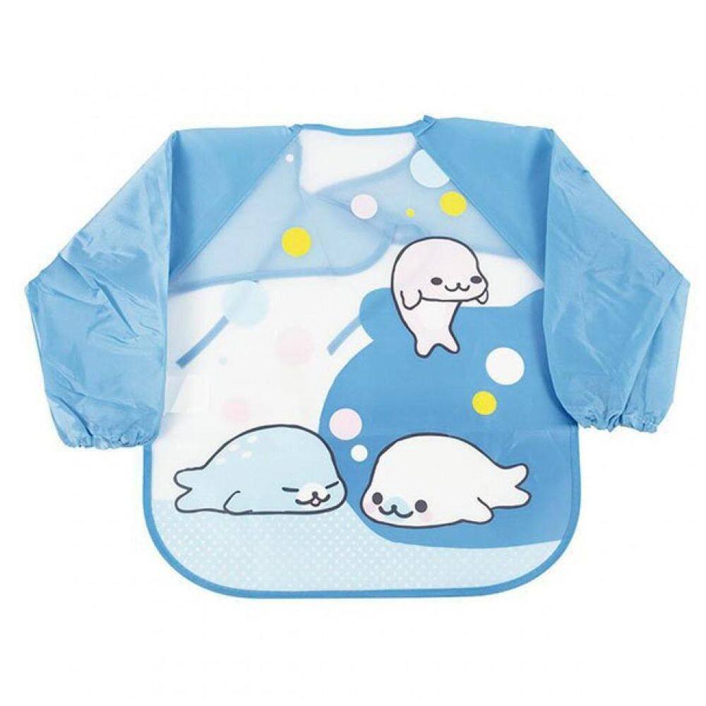 Babador Infantil Com Manga Foca Azul