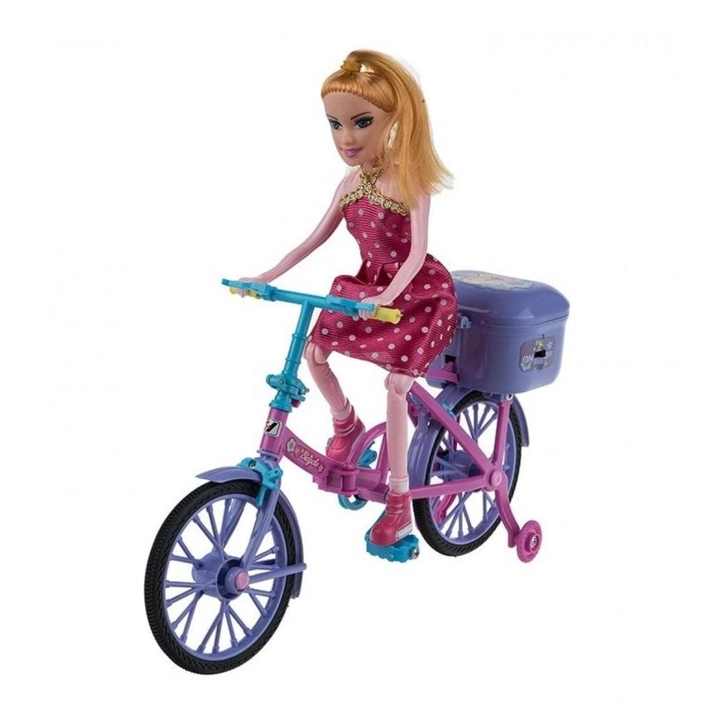 Boneca Passeio De Bicicleta Com Luzes, Som E Anda Sozinha