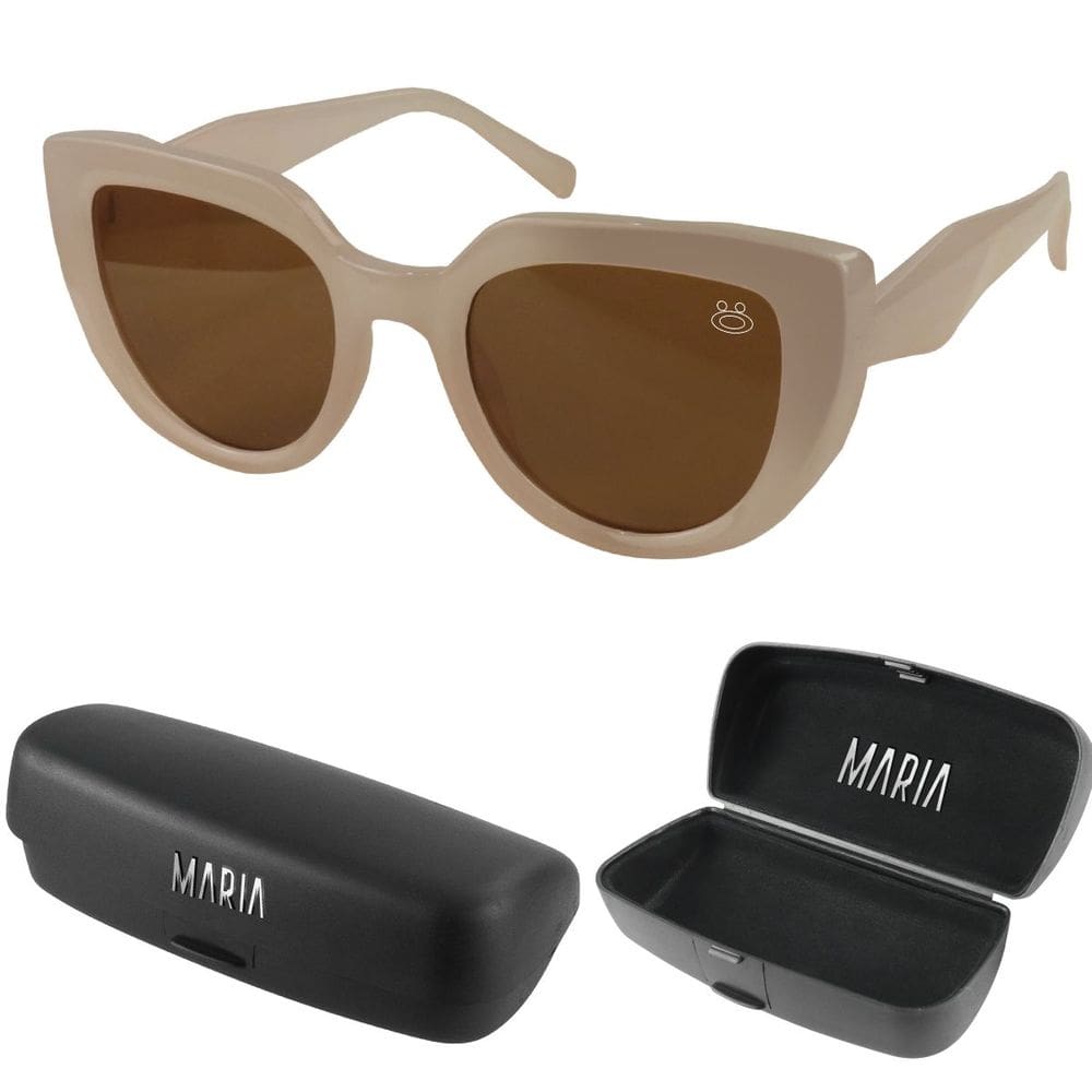 oculos sol proteção uv case feminino social praia vintage formato gatinho acetato bege presente luxo