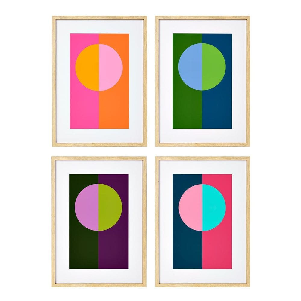 Kit 4 Quadros Geométrico Abstrato Sensações Mdf Com Vidro