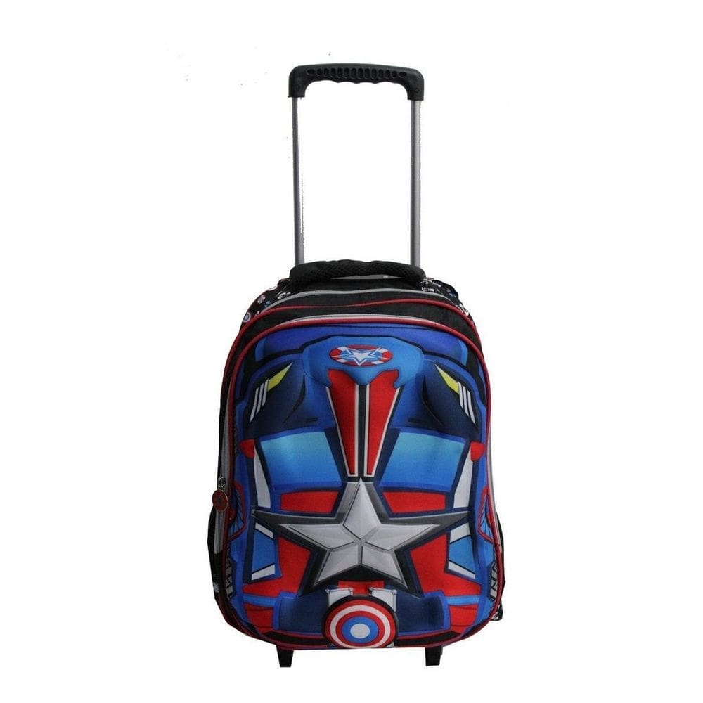 Mochila Infantil Masculina Carros America 3D Rodinhas Aulas