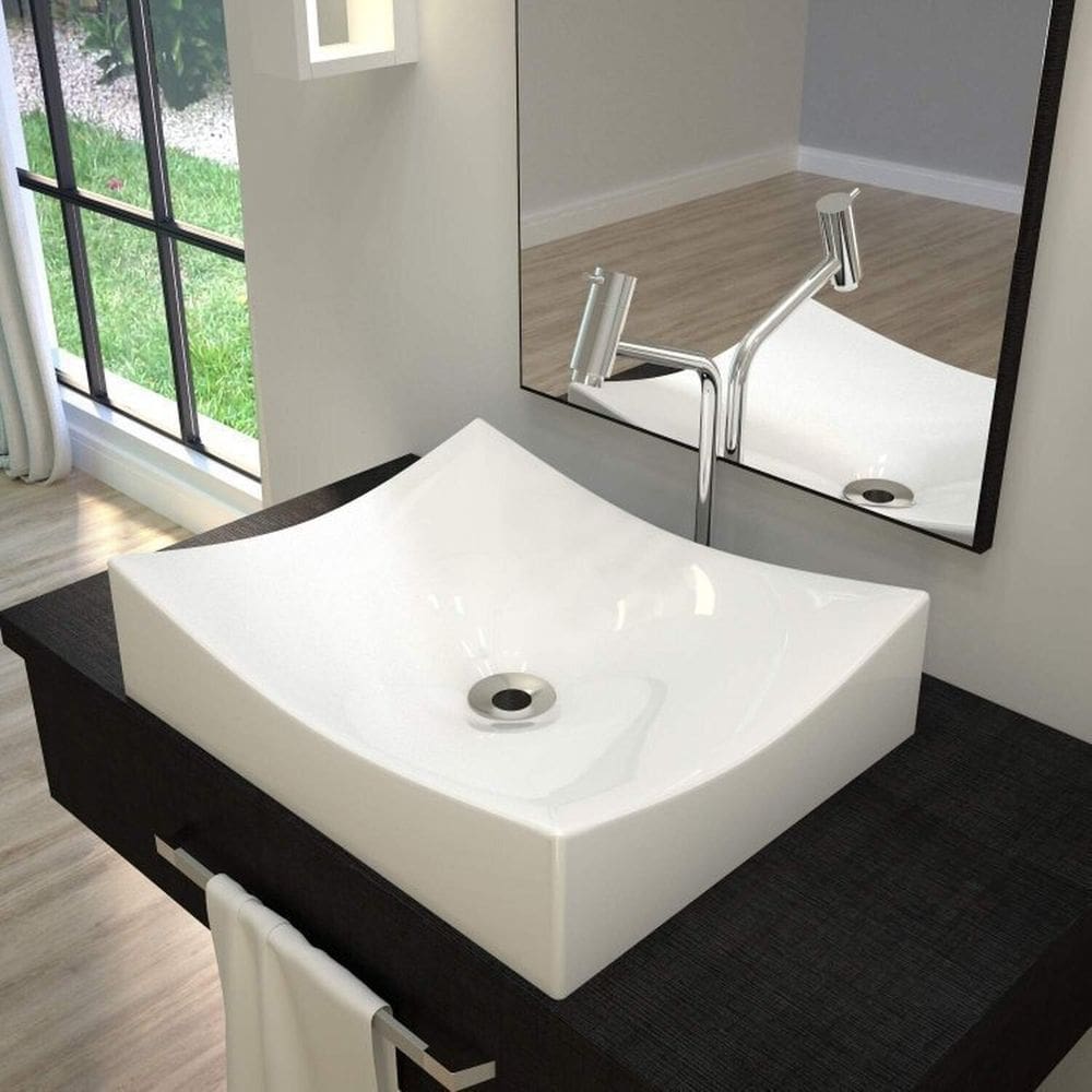 Kit 3 Cubas de Apoio para Banheiro Ml44w Retangular Folha Compace Branco