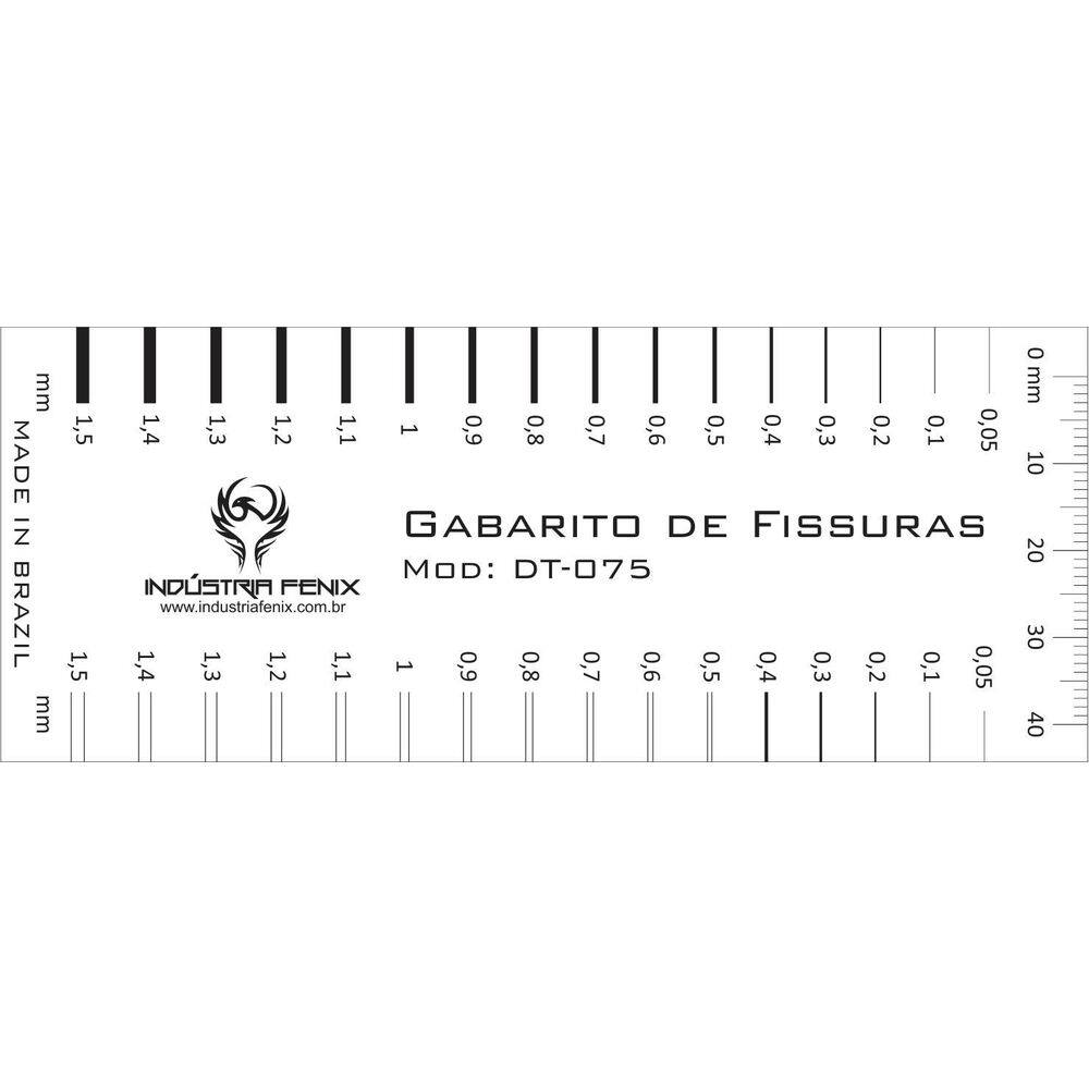 Fissurômetro Gabarito Régua Fissuras Fiss01 Pvc Transp Fenix