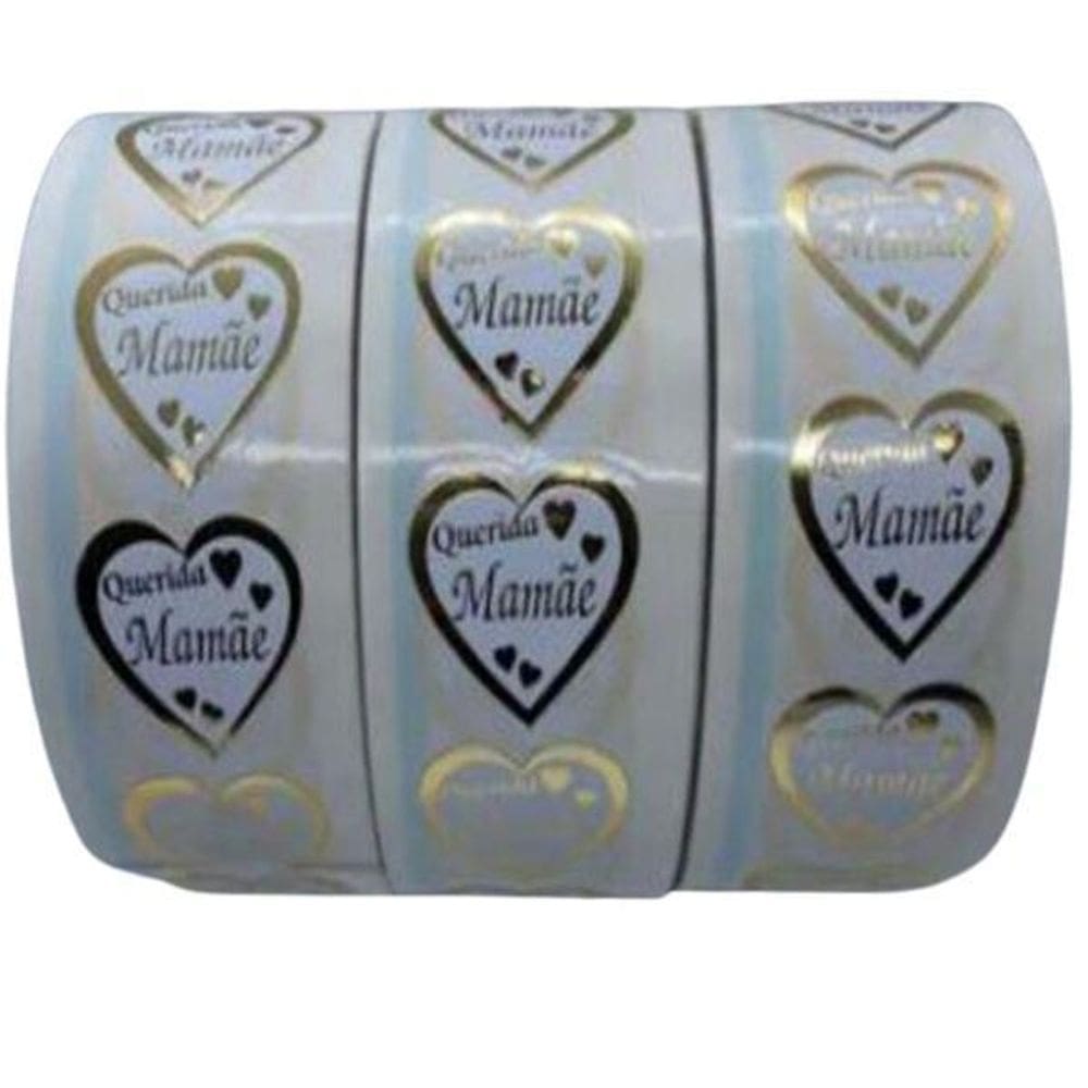Etiquetas Adesivas Dias Mães 3X3 Papel Couchê Dourado 1000Un
