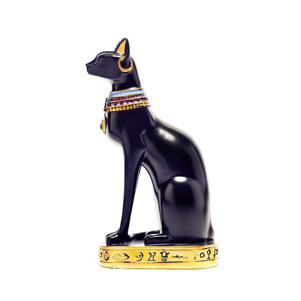 Gato Egípcio Bastet Preto 19Cm Resina