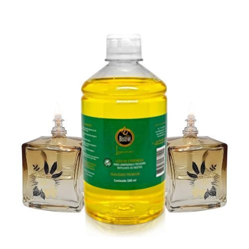 Kit 2 Lamparinas Decorativas 4 Estações + 500Ml De Citronela