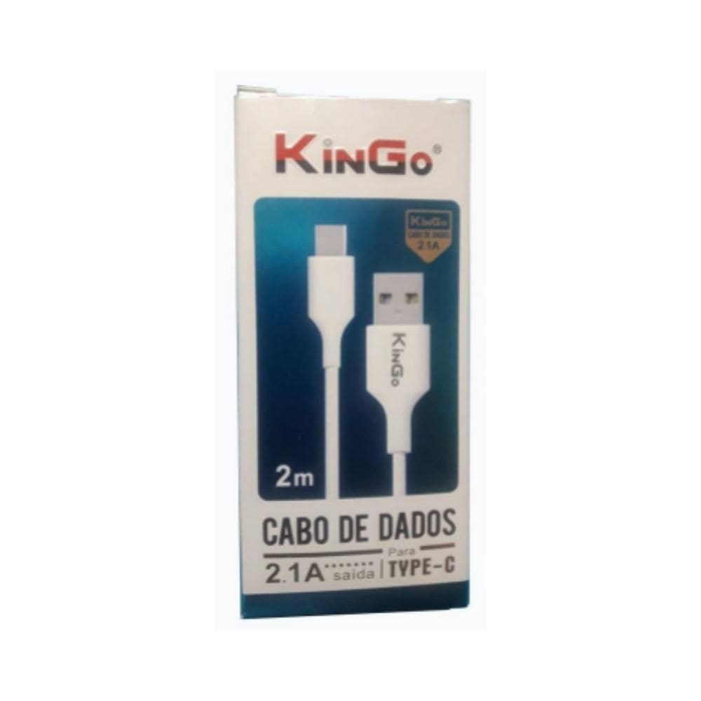 Cabo De Dados Usb-C Kingo Branco 2M 2.1A Para Galaxy A12