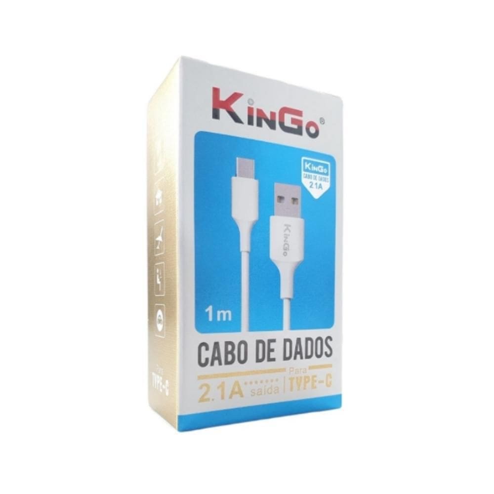 Cabo Usb-C Kingo Branco 1M 2.1A Para Moto One Fusion Plus