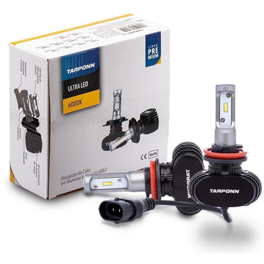 Kit Lampada Ultra Led Premium 6000K Tarponn H8 8000Lm 40W