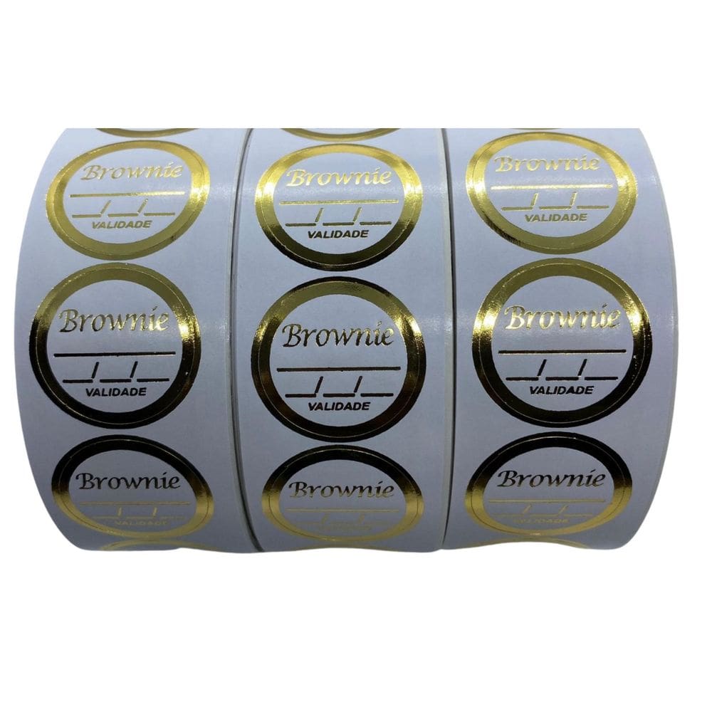 Rolo 1.000 Etiquetas Adesivas Brownie Sabor Validade 3X3 Cm