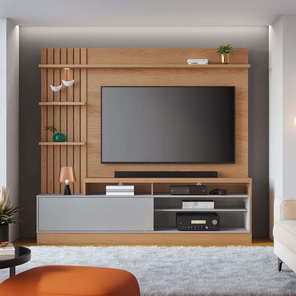 Estante Home Ripada para TV até 65 Pol com Led 200x185cm Maceió Colibri