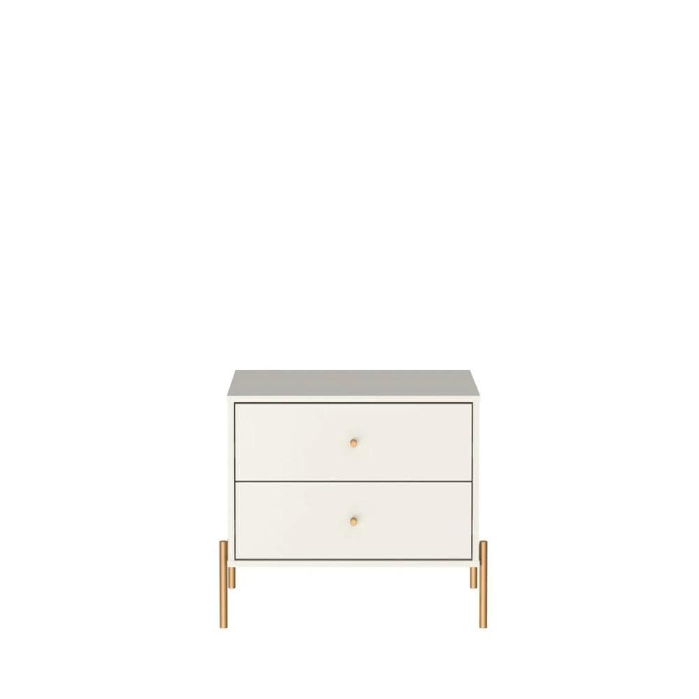 Mesa de Cabeceira Jasper 63 cm - Off White Fosco c/ Dourado