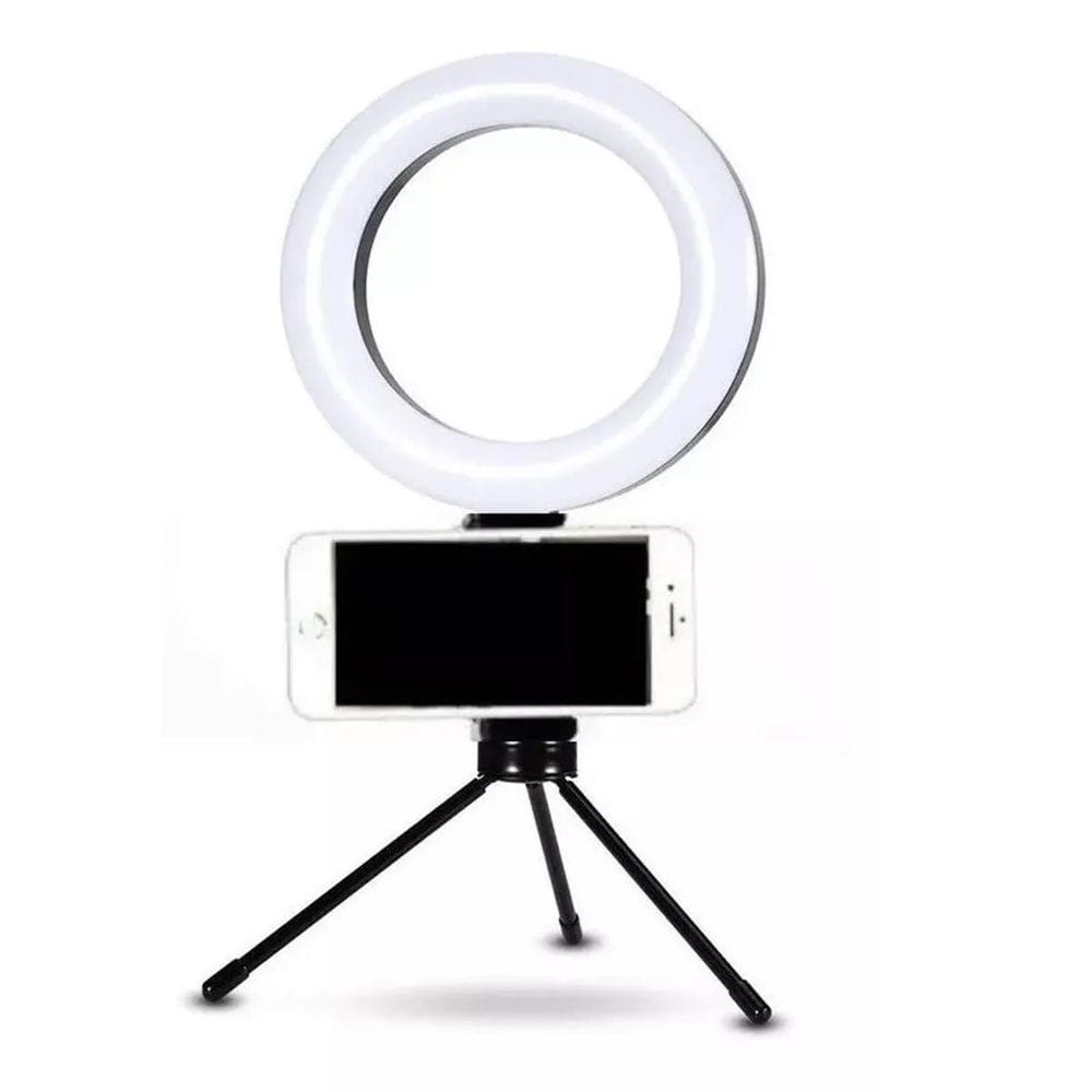 Ring Light Mesa Iluminador 6 Tripé 16Cm Suporte Celular