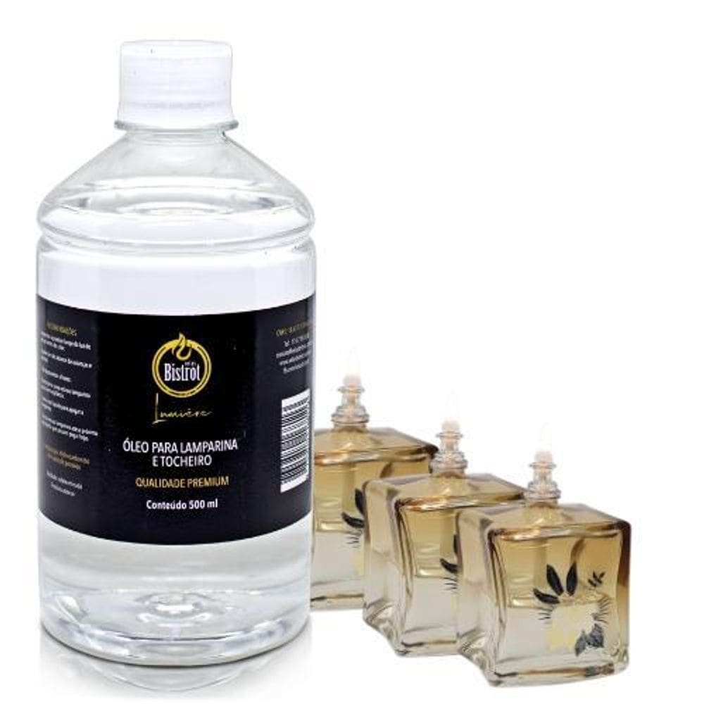 Kit 3 Lamparinas Decorativa Quatro Estações+ 500Ml De Fluido