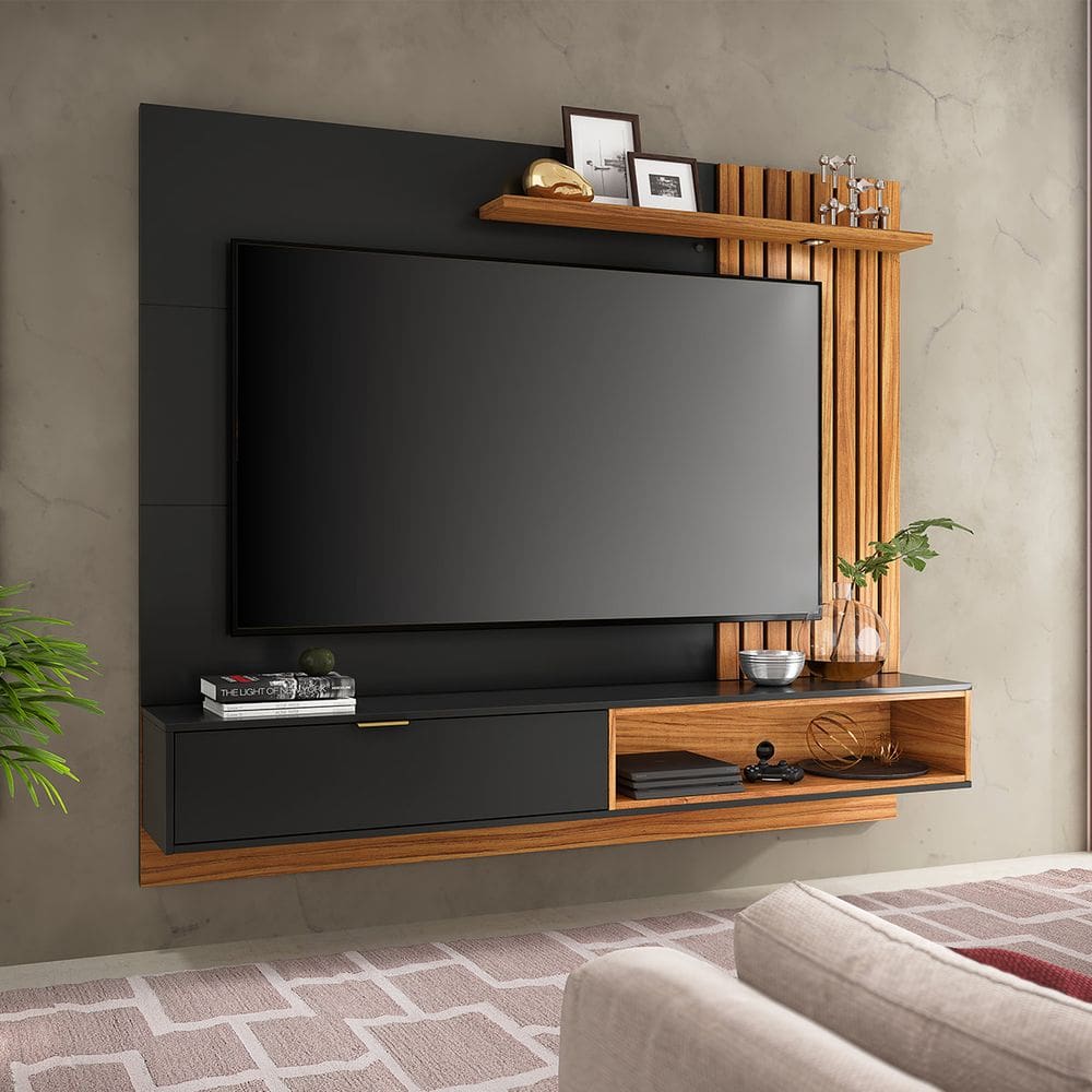 Painel Ripado Suspenso para TV até 65 Pol com Led 180x156cm Tocantins Colibri