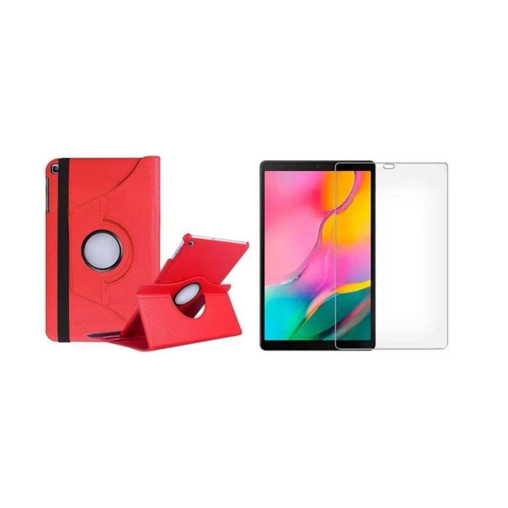 Capa Tablet Tab A 10.1 2019 T510 T515 Verm. + Pel. Vidro