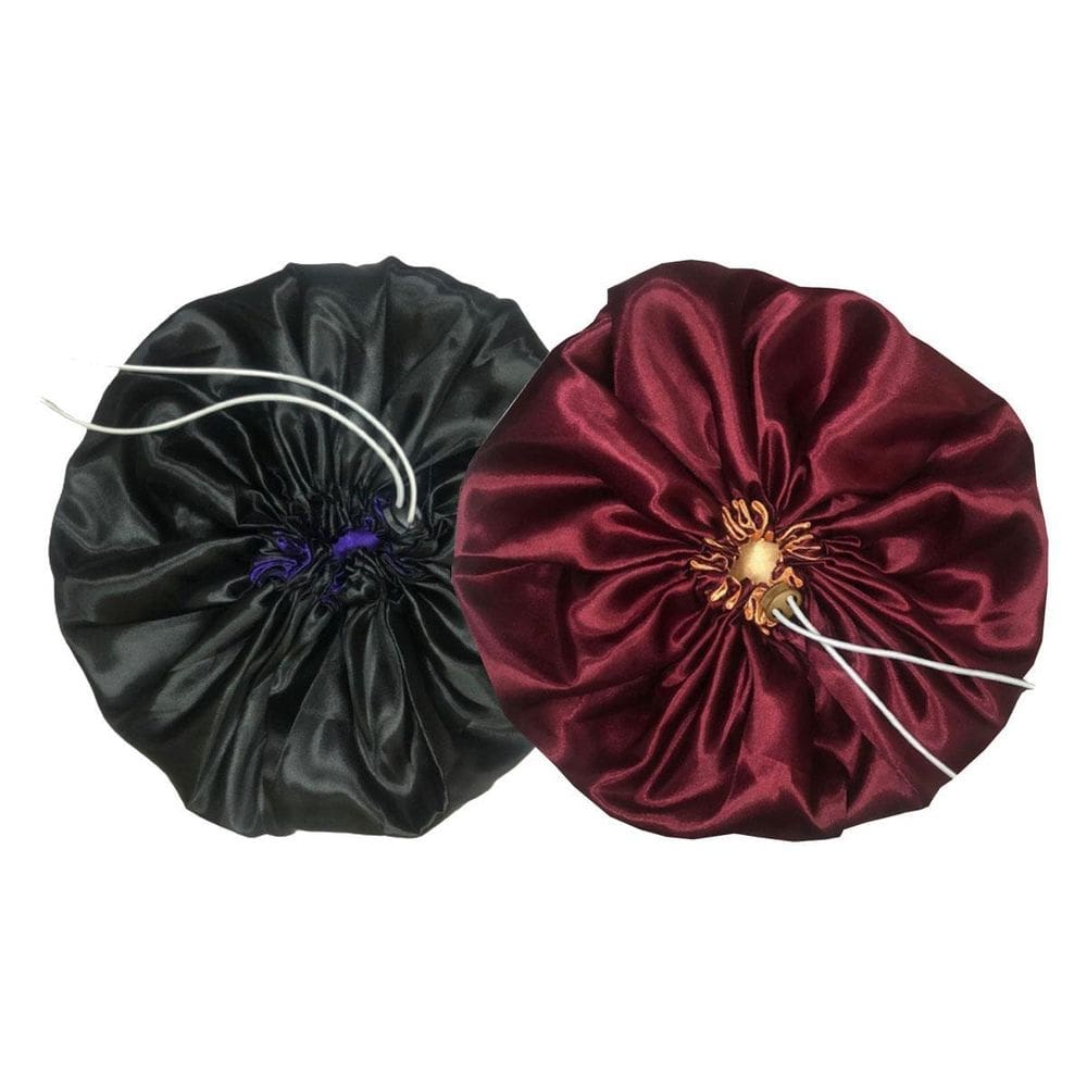 Kit 2 Touca Cetim Marsala/Preto Ajustável Anti Frizz Dupla