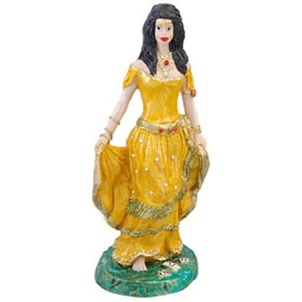 Escultura Cigana Amarela 23 Cm Em Resina