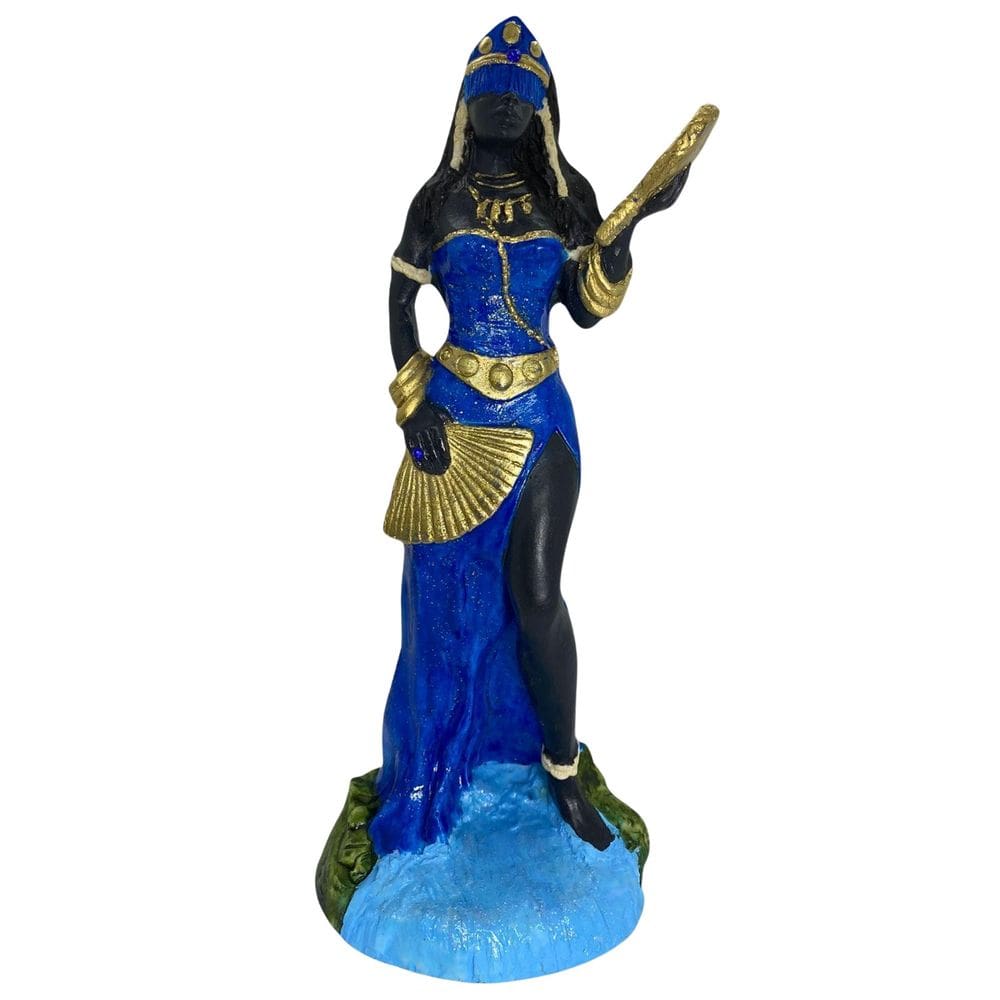 Escultura De Orixá Oxum Azul 23 Cm Em Resina