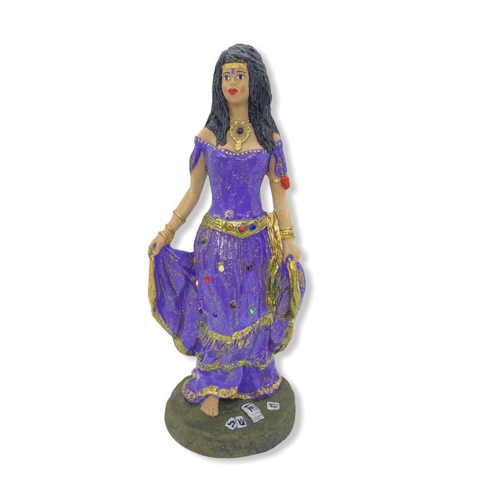 Escultura Cigana Roxa 23 Cm Em Resina
