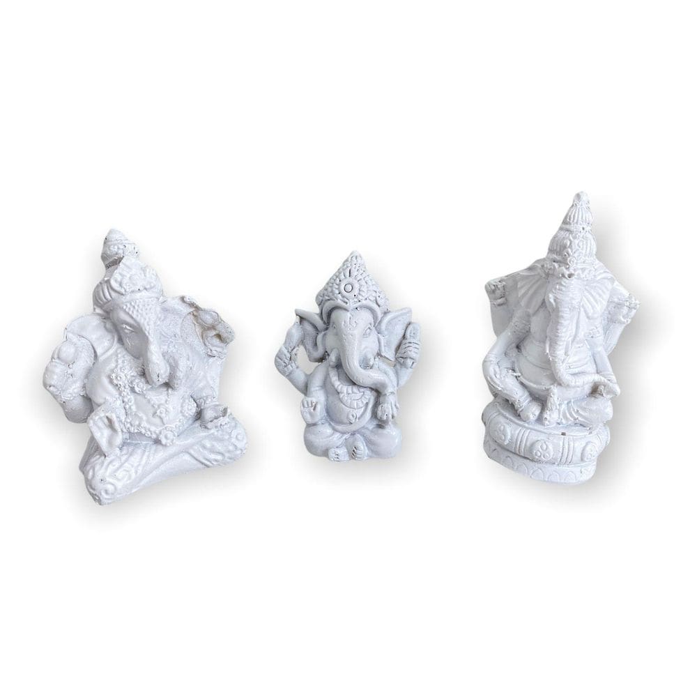 Esculturas Ganesh Trio Meditando 7 Cm Branco
