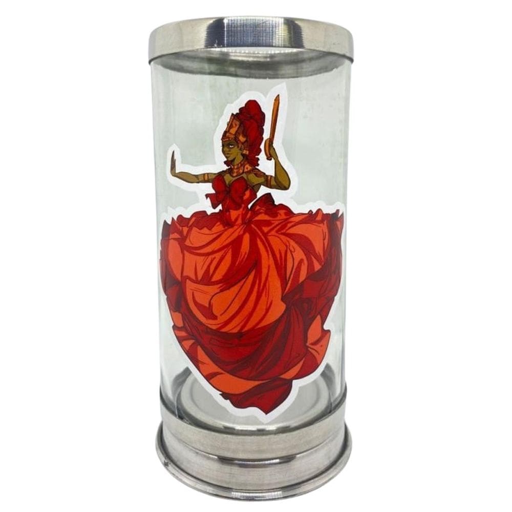 Suporte Para Vela 7 Dias 18 Cm Iansã Vermelha Vidro E Alumínio