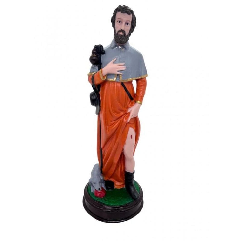 Escultura Sao Roque 30 Cm Em Resina