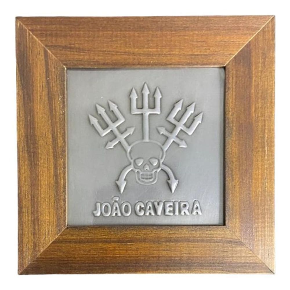 Quadro Orixá Exú Jõao Caveira Madeira Imbuia 14,5X14,5Cm