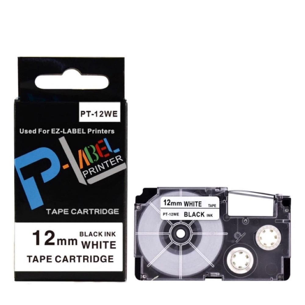 Fita Casio XR-12WE 12mm Laminada Branca - 8m