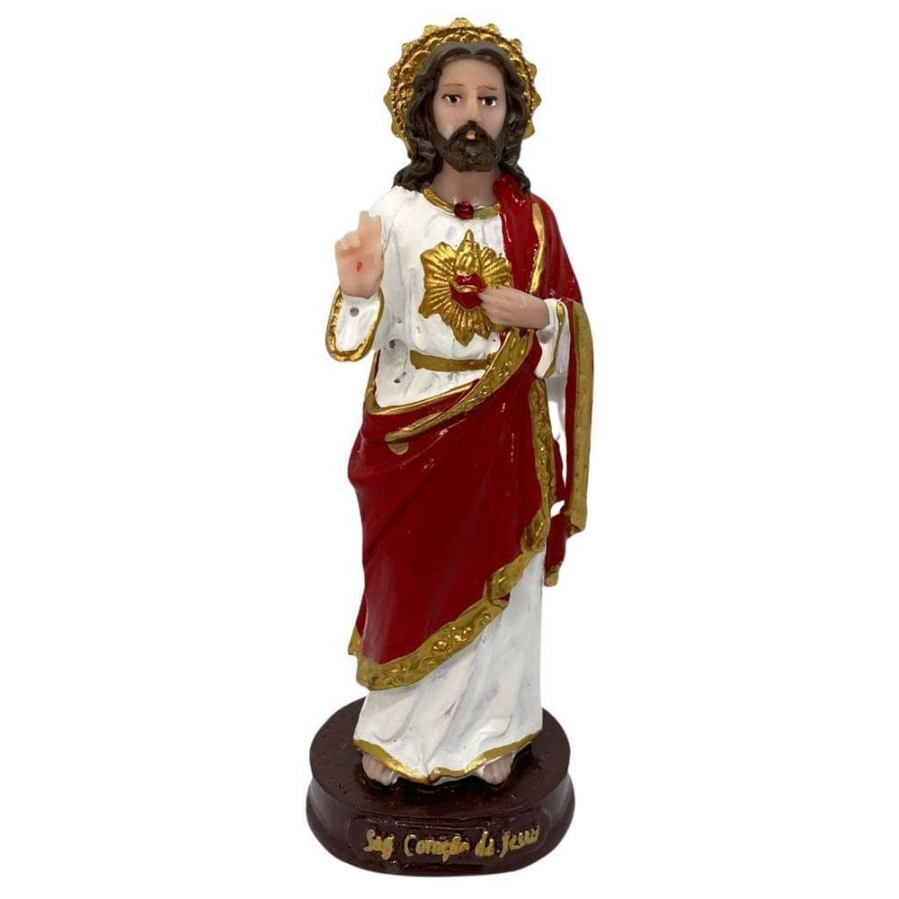 Escultura Sagrado Coração De Jesus 15 Cm Em Resina